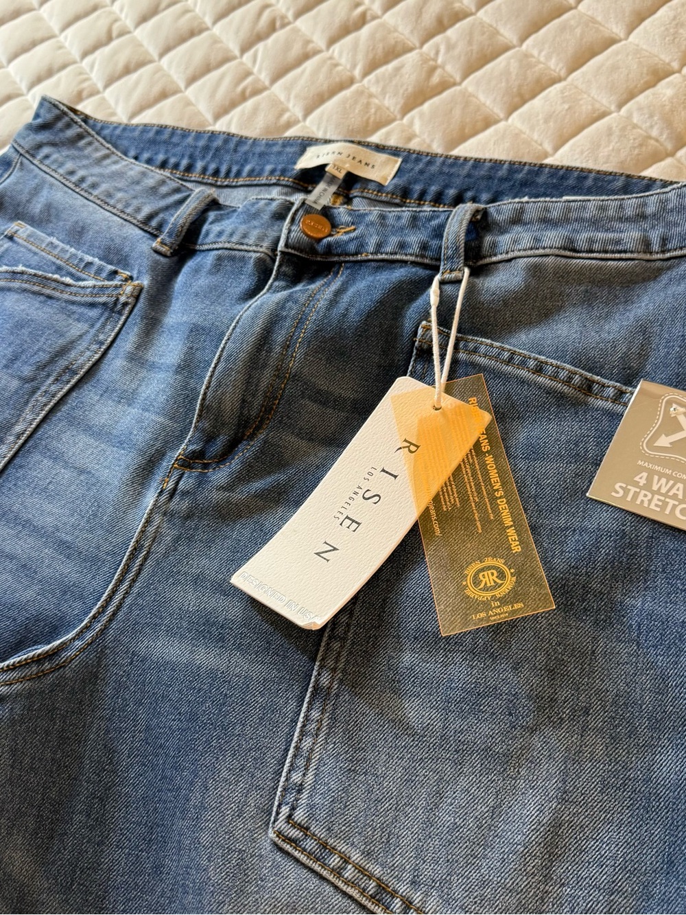 NWT Risen Jeans Dark Wash Mid Rise Barrel Jeans Plus Size 1XL PGA21430X